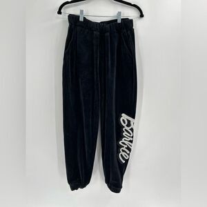 Women's Forever 21 x Barbie Velour Sweatpants Joggers Black White Small